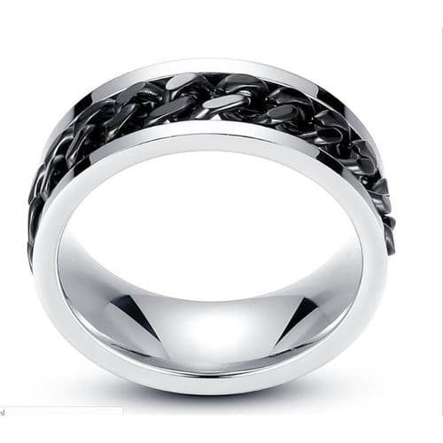 Fashion Finger Rings For Men Rotatable Chain Ring-Black