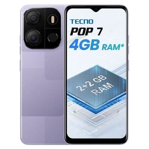 Tecno POP 7 (BF6) 6.6" HD+, 64GB ROM + Up To 4GB RAM, 5000mAh, 8MP,SPLY"