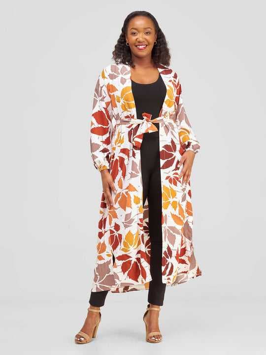 Autumn Floral Print Kimono by Kimono World